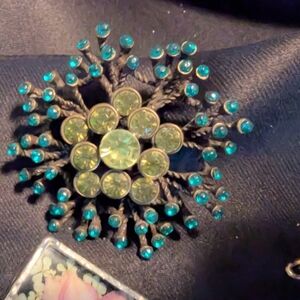 Elegant Green and Teal Brooch
